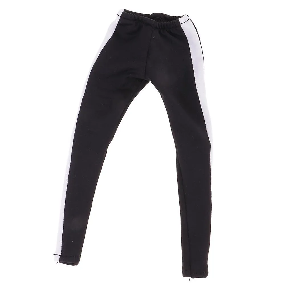 1/6 BLACK YOGA CLOTHES CROP TOP TSHIRT & WHITE SIDE STRIPE PANTS SET FOR 12'' FEMALE ACTION FIGURE PHICEN KUMIK HOT