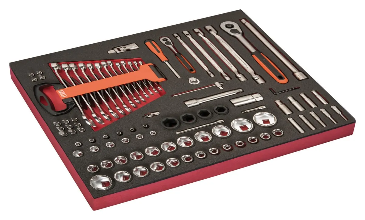 BAHCO FOAMINLAY FIT&GO 3/3 MET DOPPEN EN TOEBEHOREN EN SLEUTELS – 93DELIG – FF1A106