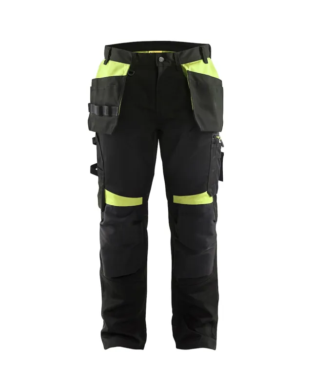 BLAKLADER BLåKLäDER WERKBROEK MET SPIJKERZAKKEN 15551860 ZWART/HIGHVIS GEEL