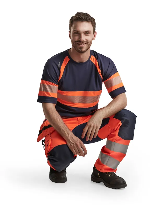 BLAKLADER BLåKLäDER WERKBROEK MET STRETCH HIGHVIS 15521811 HIGHVIS ORANJE/MARINEBLAUW