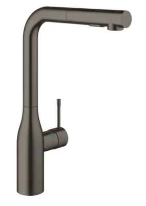 Grohe Essence New keukenmengkraan L-uitloop uittrekbare dual spray hard graphite geborsteld
