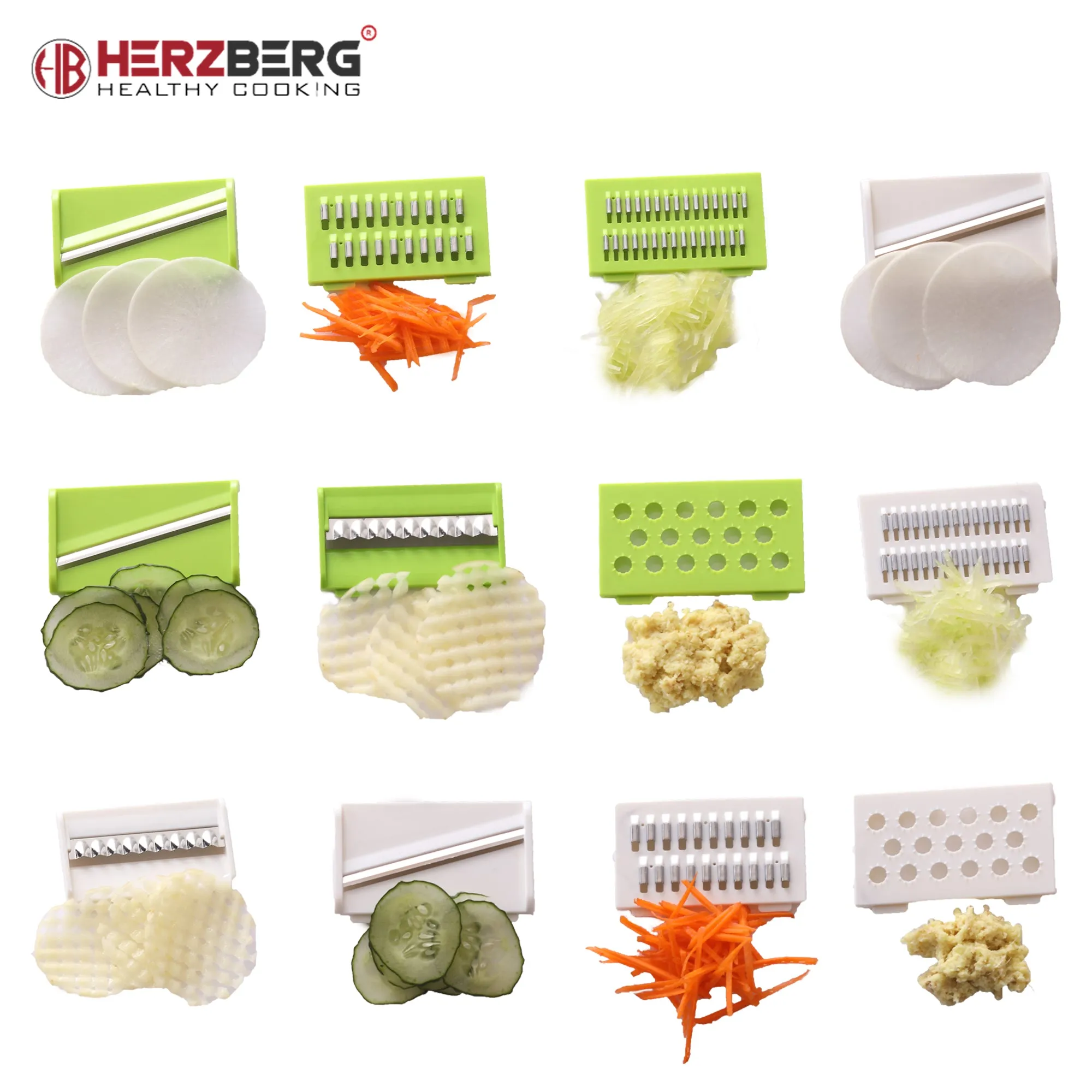 HERZBERG COOKING HERZBERG HG8032: GROENTESNIJDER MET KOM EN VOORRAADBAKJES