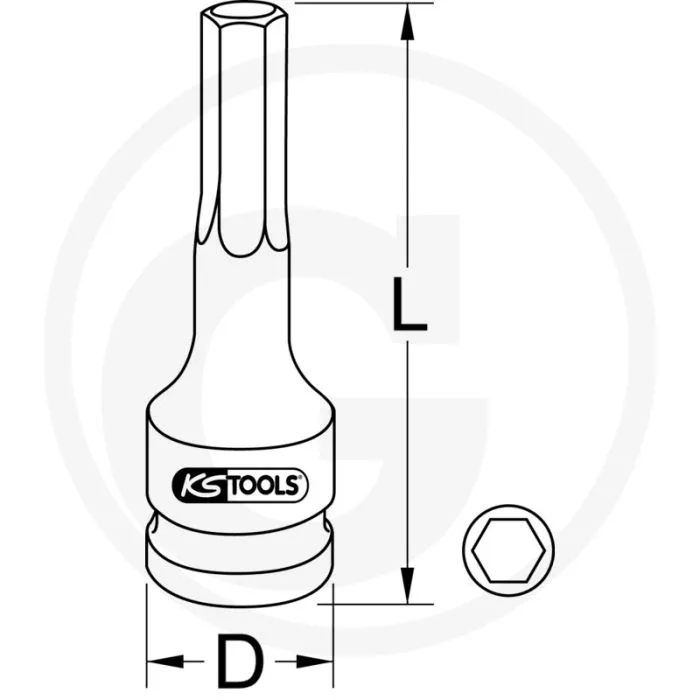 KS TOOLS 1/2” KRACHTDOPSLEUTELBIT VOOR TXBOUTEN, T80  LANG 75MM