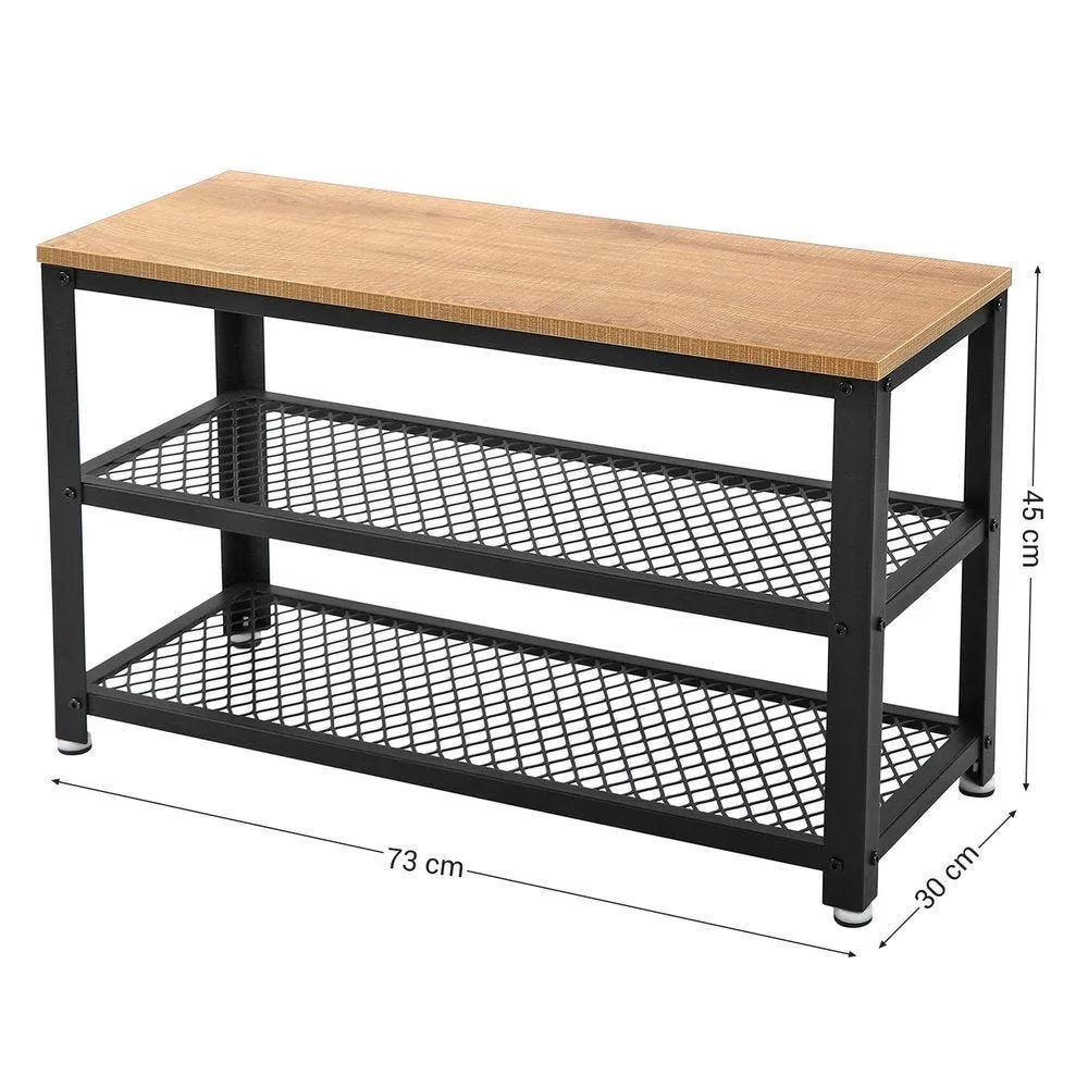 Rek metaal en hout 73x30x45cm
