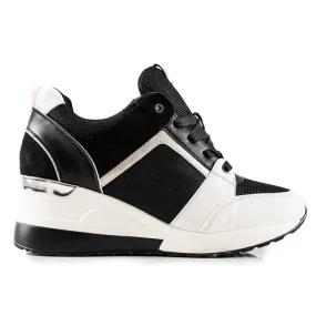TRENDI Sneakers met lichte sleehak wit zwart